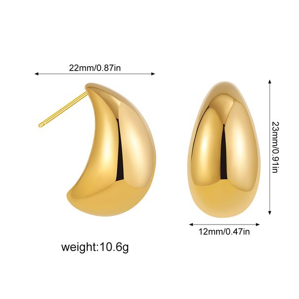 Women’s Jewelry Set Fashion Bean Drop Earrings Double Row Of Water Droplets, Wide Arc C Shaped Copper Crossing, Hollow, Simple And Versatile Earrings_ipsvogv.com