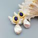 French Klein Blue Stone Marbelle Baroque Pearl Silver Needle Earrings High Grade Female_ipsvogv.com