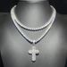 Hip Hop Cross Men's Necklace Round Inlaid Single Row Zircon Tennis Chain Trendy_ipsvogv.com