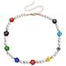 Simple Special-shaped Pearl Beaded Glass Flower-shaped Devil's Eye Necklace Necklace Necklace For Women_ipsvogv.com