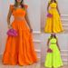 Women's Solid Color Mid-Waist Two Piece Set Sexy Strap Trendy Dress Spring/Summer Casual Ankle-Length Straight Skirt_ipsvogv.com