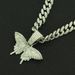 Hip Hop Street Dance Trendy Brand Full Diamond 3D Butterfly Pendant Fashion Punk Versatile Wide Cuban Chain Accessories_ipsvogv.com