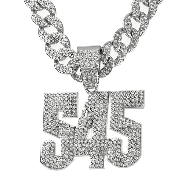 Personalized 545 Digital Pendant Full Of Diamonds, Fashionable And Minimalist Cuban Necklace Jewelry On The Street_ipsvogv.com