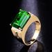 New Domineering Plated Color Inlaid With Emerald Rectangular Ring, Men's Living Ring_ipsvogv.com