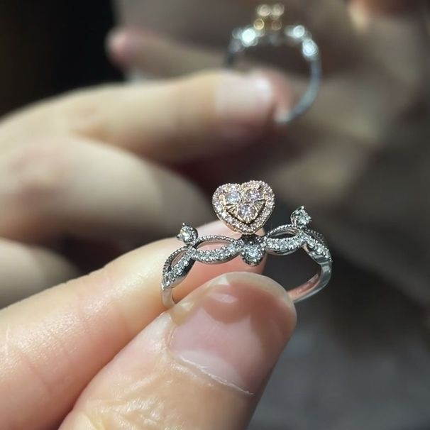 New Pink Love Crown Girls With Unique And Luxurious Design, Zircon Ring As A Gift For Girlfriend_ipsvogv.com