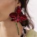 E12865 Fashion Vacation Style Enamel Petal ZA Exaggerated Drip Oil Metal Large Flower Earrings Female_ipsvogv.com