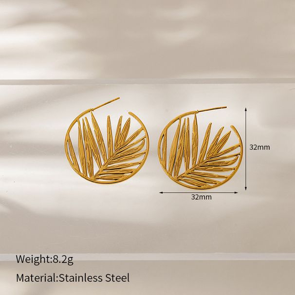 Women’s Jewelry Set Fashion Hot Selling Round Simple Ins Style Geometric Earrings Fashionable Personality Leaf Stainless Steel Earrings_ipsvogv.com