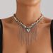 ins Light Luxury High-grade Stainless Steel Texture Love Collarbone Chain Fashion Sense Tassel Necklace Women_ipsvogv.com
