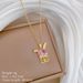 Bow 【 】 Rabbit Light Luxury Charm Gorgeous Full Diamond Necklace Women's Versatile Clavicle Chain Titanium Steel 【 】_ipsvogv.com
