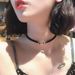 Korean And Japanese New Style Black Ribbon Swan Collarbone Chain Necklace Women, Round Ring Elegant Choker Necklace,_ipsvogv.com