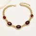 Personality Exaggerated Necklace Female Temperament Glass Ruby Clavicle Chain Geometric Shape Niche Versatile Necklace_ipsvogv.com