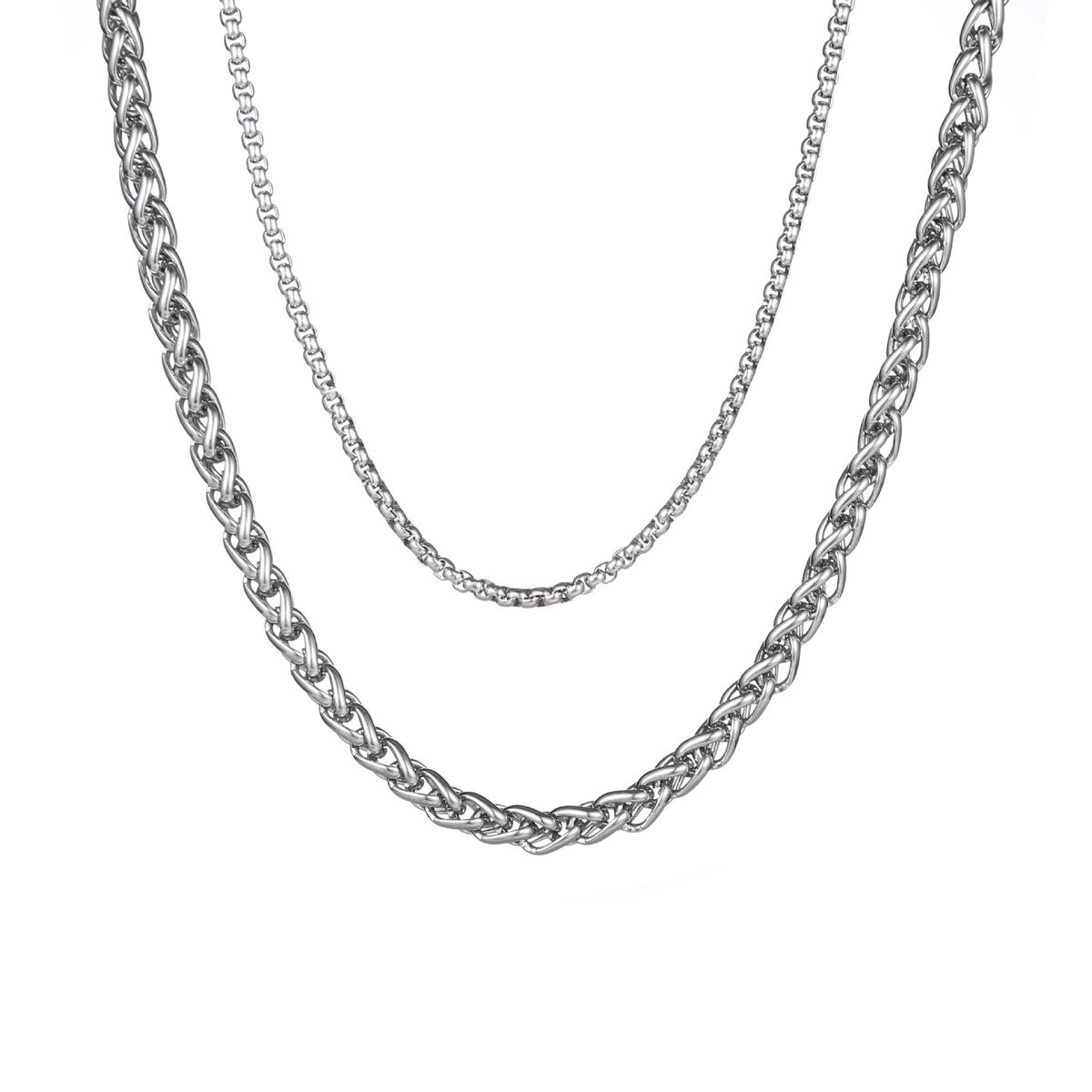 Necklace Men's Fashion High End Ins Design Hip Hop Double Layer Stacking Necklace Simple Boys Titanium Steel Chain_ipsvogv.com