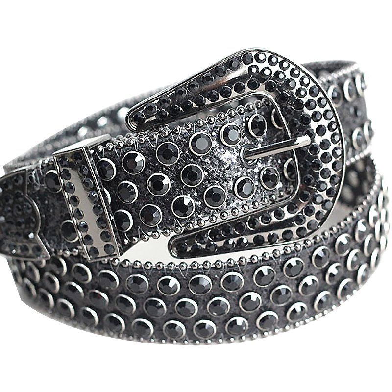 Men And Women's Inlaid With Rhinestone Crystal Shiny Punk Hip-hop PU Belt, Jeans, Dress Belt_ipsvogv.com