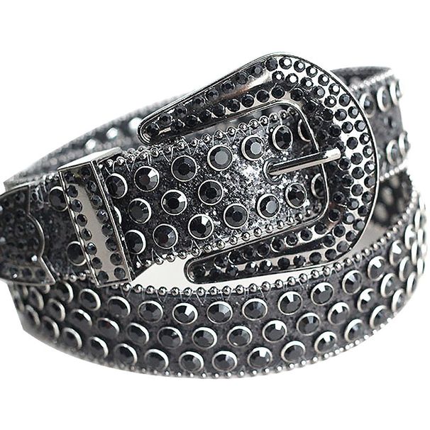 Men And Women's Inlaid With Rhinestone Crystal Shiny Punk Hip-hop PU Belt, Jeans, Dress Belt_ipsvogv.com