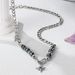 Original light luxury versatile fantasy color beads obsidian star shine titanium steel necklace men's clavicle trend short high end hip hop necklace_ipsvogv.com