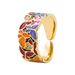 Instagram Fashion Trend Punk Style Copper Plated True Gold Drop Oil Blue And White Porcelain Pattern Hip Hop Open Ring_ipsvogv.com