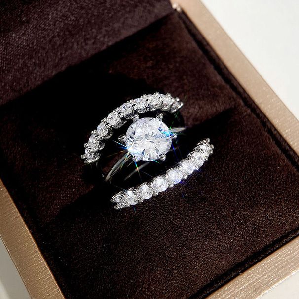 Silver New Fashionable OL Three Sets Of Rings For Women, Luxurious Wearing, High Beauty Index Finger Ring_ipsvogv.com