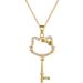 【 】 Cat Bow Key Charm Gorgeous Full Diamond Necklace Women's Versatile Clavicle Titanium Steel Chain_ipsvogv.com