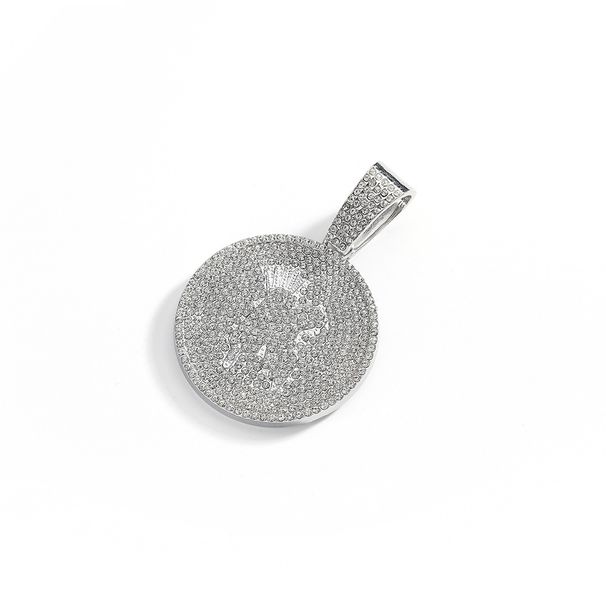 New Round Full Diamond Letter K Alloy Pendant Hip Hop Fashion Cuban Chain Men's Necklace Jewelry_ipsvogv.com
