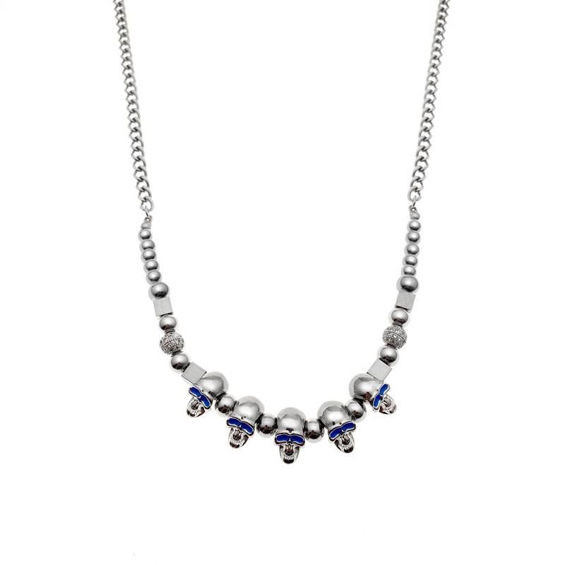 Hip Hop Asap Rocky Personality Blue Eyes Skull Steel Beads National Tide Ins Men And Women Necklace_ipsvogv.com