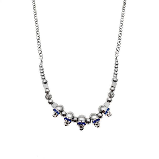 Hip Hop Asap Rocky Personality Blue Eyes Skull Steel Beads National Tide Ins Men And Women Necklace_ipsvogv.com