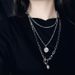 Metal Hip-hop Trampoline, Internet Celebrity Instagram Style Portrait, OT Buckle Pendant, Collarbone Chain, Multi-layer_ipsvogv.com