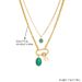 Fashion niche vintage double stainless steel gold plated chain blue turquoise block snake pendant life tree necklace_ipsvogv.com