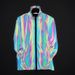 Men's Clothing colorful reflective lapel jacket nightclub trend colorful luminous windbreaker outdoor leisure workwear jacket_ipsvogv.com