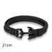 Men's Titanium Steel Bracelet 1pc Black Cowhide Braided Anchor Stainless Steel Leather Bracelet Leather Strap_ipsvogv.com