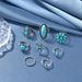 Bohemian Turquoise Flower Fried Dough Twists 8-piece Set Ring Jewelry_ipsvogv.com