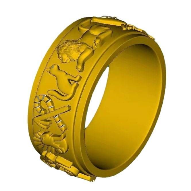 Art copyright registration Egyptian Pharaoh Ankh symbol lion scepter pattern ring_ipsvogv.com