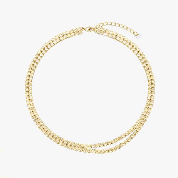 New Stylish Simple Rhinestone Necklace, High-end Personalized Open Double-row Neck Chain Accessories Women's Necklace_ipsvogv.com