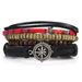 Blue Eye Beaded Multi-layer Cowhide Hollow Men's Leather Bracelet_ipsvogv.com