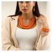 Jewelry Beaded Three piece Multi layered Set Bead Necklace 6630_ipsvogv.com