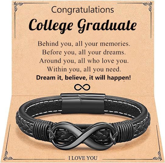 Black Magnetic 8-Shape To My Man Leather Stainless Steel Men's Bracelet_ipsvogv.com