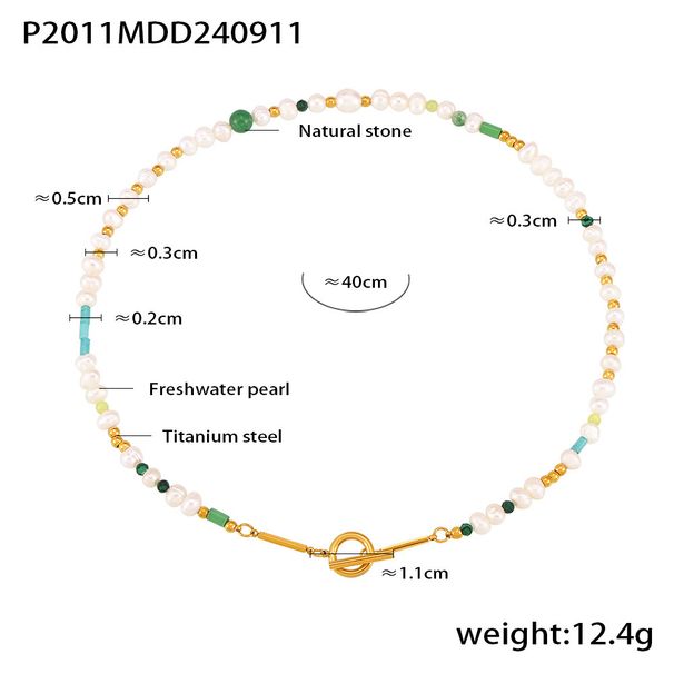 New Chinese Style OT Buckle Freshwater Pearl Collarbone Chain Women's White High-end Niche Natural Stone Necklace Light_ipsvogv.com