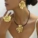French minimalist flower necklace set with personalized pearl inlaid women's rings and earrings accessories_ipsvogv.com