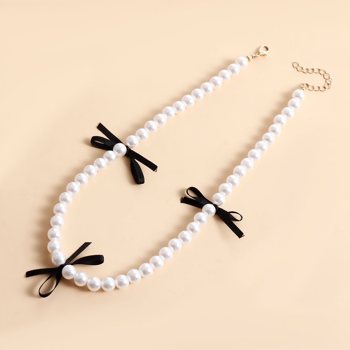 Jewelry Niche Light Luxury Pearl Sweet Cool Style Black Ribbon Bowknot Collarbone Chain Necklace For Women_ipsvogv.com