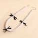 Jewelry Niche Light Luxury Pearl Sweet Cool Style Black Ribbon Bowknot Collarbone Chain Necklace For Women_ipsvogv.com