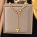 New Stainless Steel OT Buckle Heart Pendant Tassel Collarbone Chain Niche Luxury High-end Fashion Accessory_ipsvogv.com