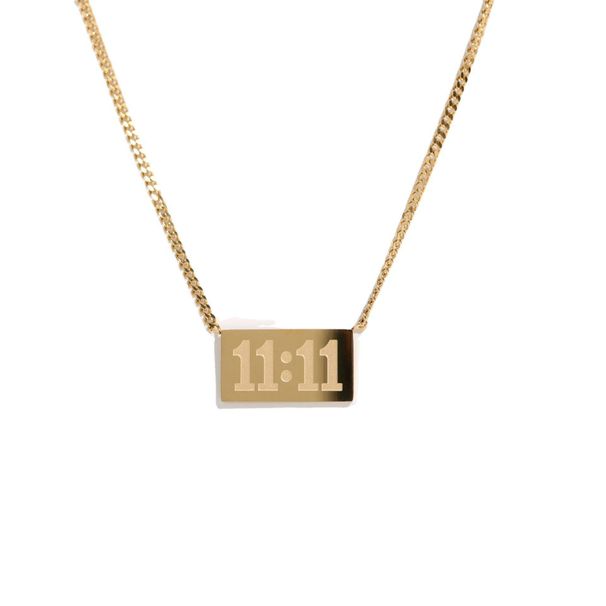 Fashion 11:11 square brand pendant necklace female niche light luxury temperament titanium steel plated jewelry_ipsvogv.com