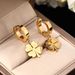 Korean Version Personalized Design Titanium Steel Lucky Clover Flower Leaf Necklace Ear Buckle Women's Niche Boutique_ipsvogv.com
