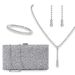 Bridal jewelry four piece set, stylish and simple tassel rhinestone evening bag, full diamond necklace, earrings and bracelet_ipsvogv.com