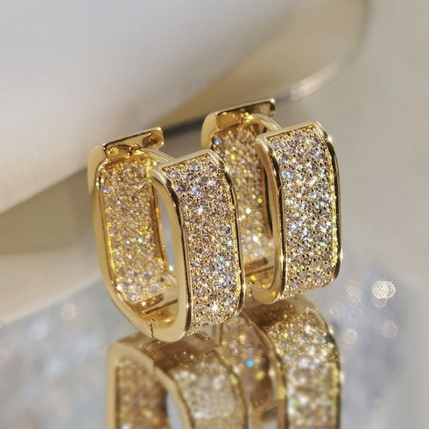 Designer's New Square Light Luxury Earrings Copper Micro-inset Zircon Ear Buckle Simple And Versatile High-grade Earrings_ipsvogv.com