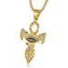 New Hip-Hop Jewelry Titanium Steel Gold-Plated Inlaid Diamond Eye Of Horus Ankh Cross Pendant_ipsvogv.com
