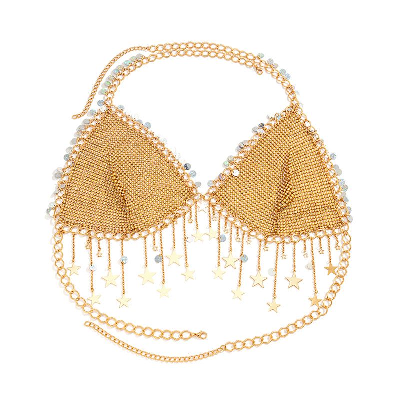 European And American Fashion Women's Nightclub Stage Performance Sexy Flash Diamond Chain Fringed Bra Underwear Body Chain With Accessories_ipsvogv.com