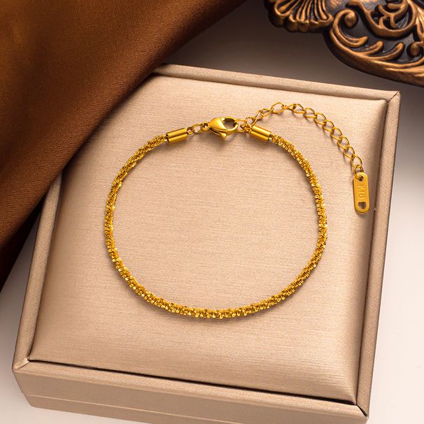 Minimal All Star Bracelet Female ins Style Small Design Sense Net Red Sparkling Fried Dough Twists Chain Titanium Steel_ipsvogv.com
