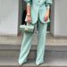 Women's fashion solid color lantern sleeve loose suit temperament commuting suit_ipsvogv.com