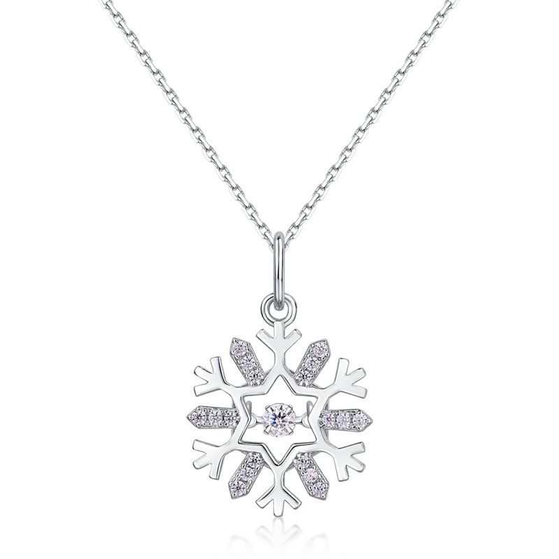 new Crystal Snowflake Design Necklace Pendant Female S925 Silver Full Inlaid Shining White Diamond Pendant Fashionable Light Luxury_ipsvogv.com