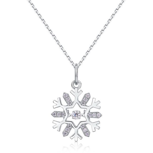 new Crystal Snowflake Design Necklace Pendant Female S925 Silver Full Inlaid Shining White Diamond Pendant Fashionable Light Luxury_ipsvogv.com
